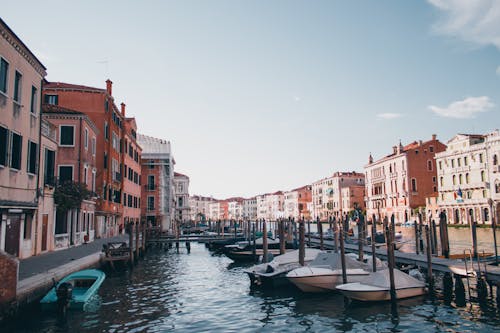 Gondolas in Canal in Venice 