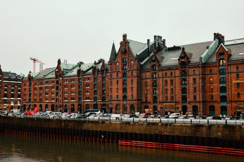 Vintage Building by River in Hamburg