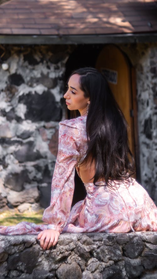 Glamour Woman in Pink Dress