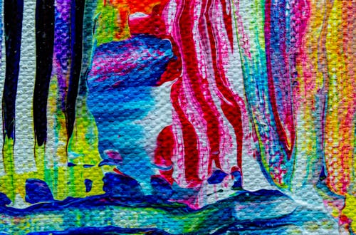 Free Pink, Blue, Green, and Yellow Abstract Painting Stock Photo