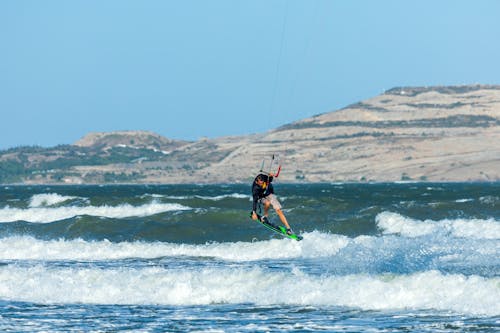 Kite Surfer on Sea Waves