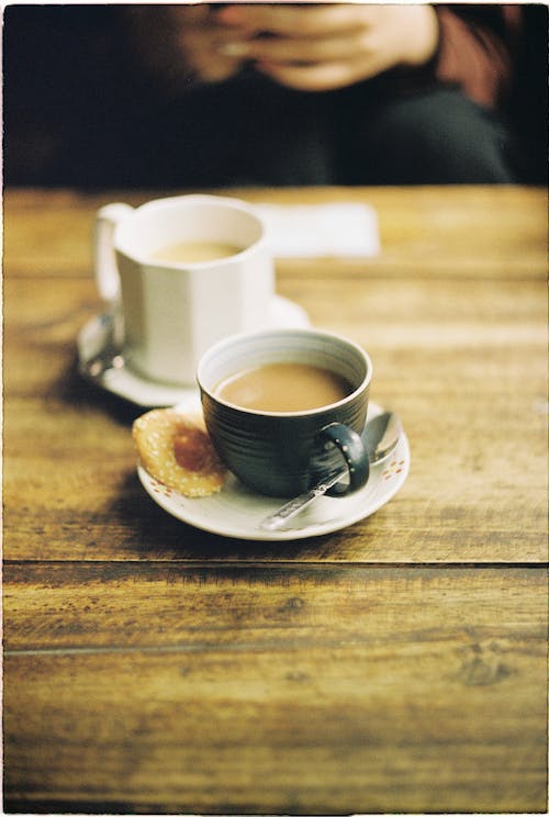 Free Cups of Coffee on Table Stock Photo