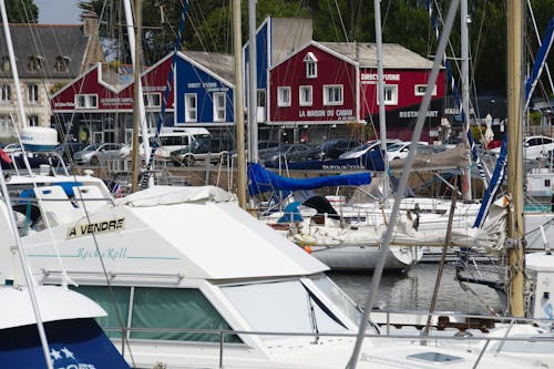 Yachts Moored in Town on Sea Shore in France