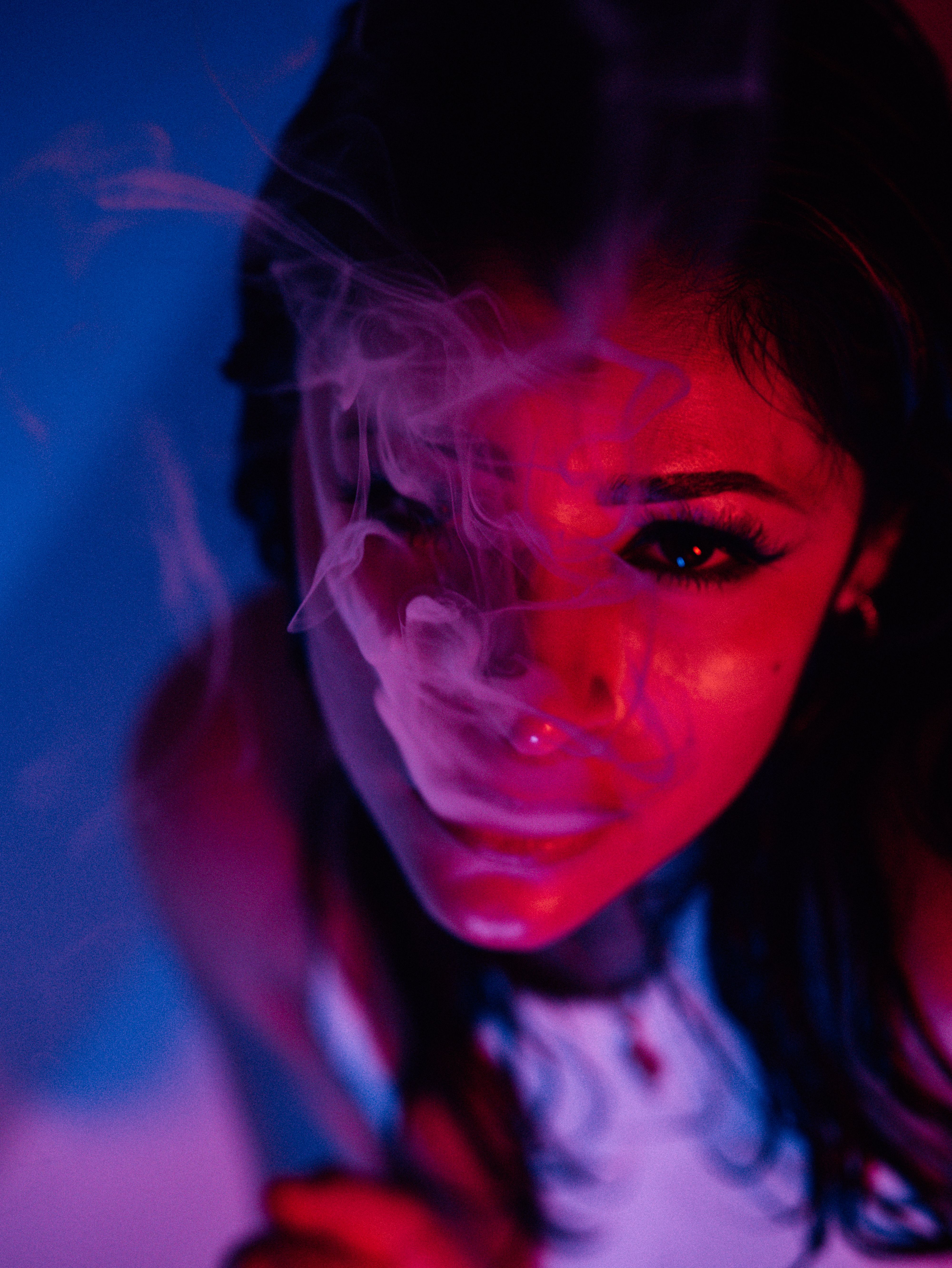 Close up of a woman smoking
