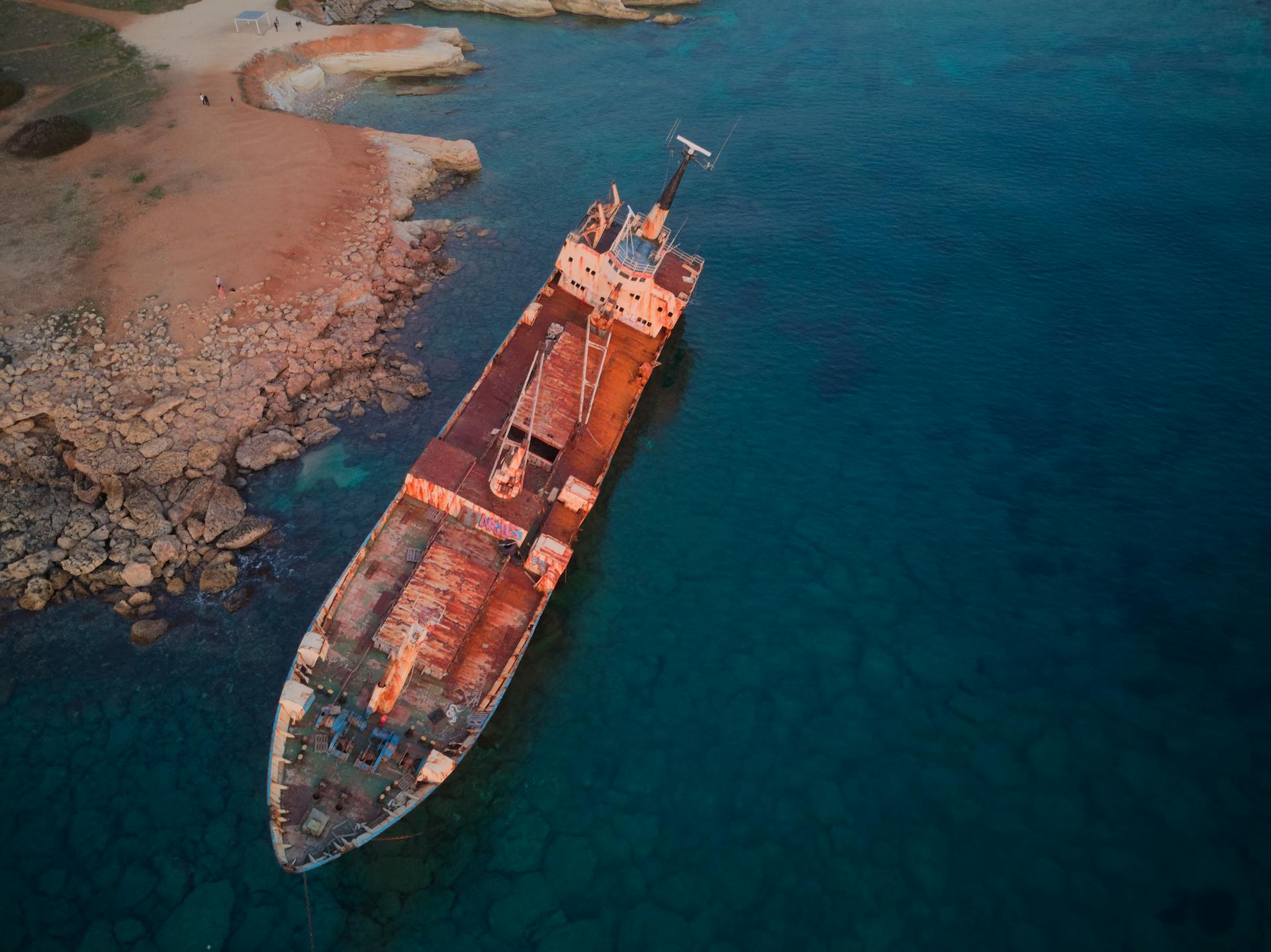 Wreck Abandoned Ship by Coast