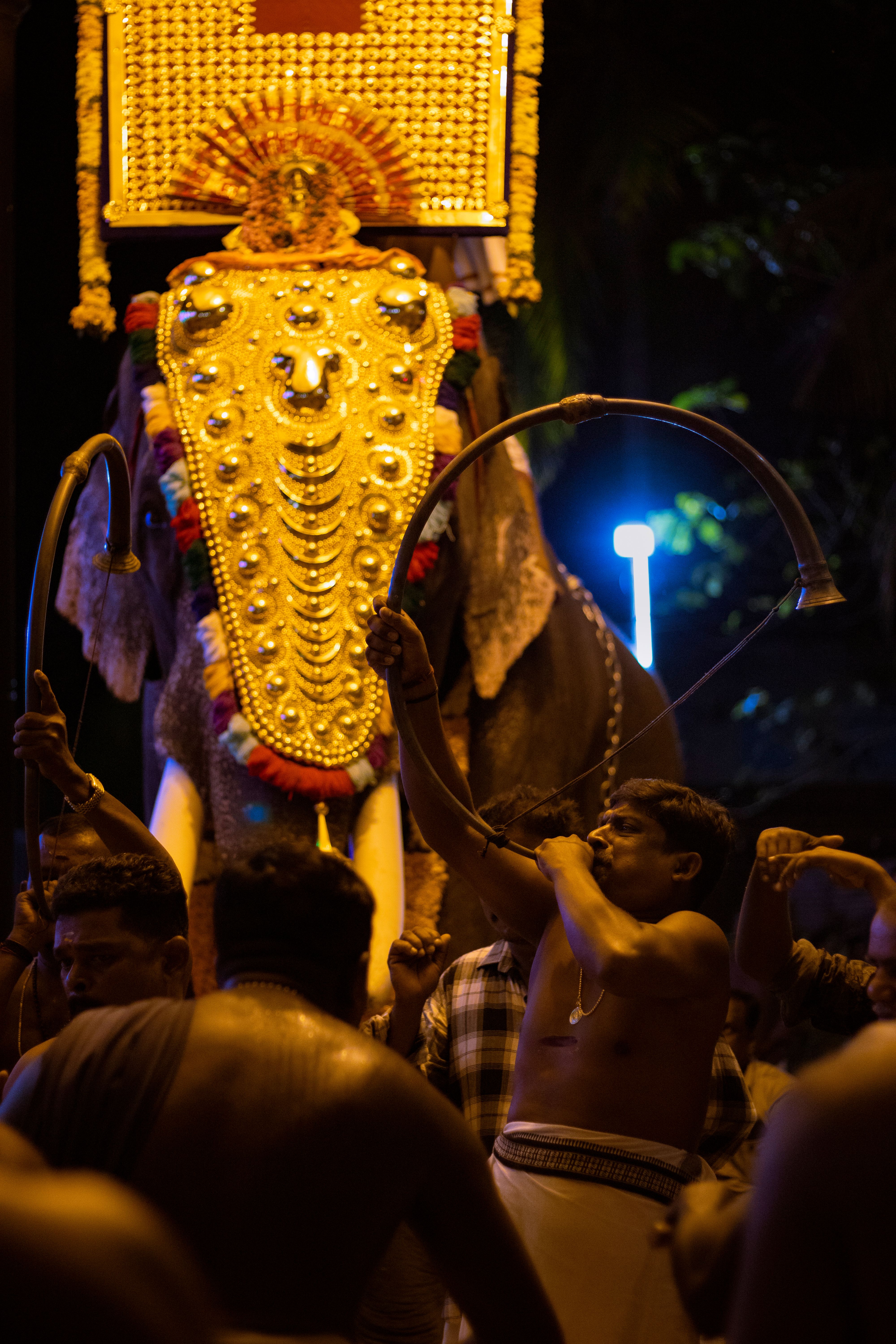 People around Golden Elephant at Night in Religion Ceremony · Free ...