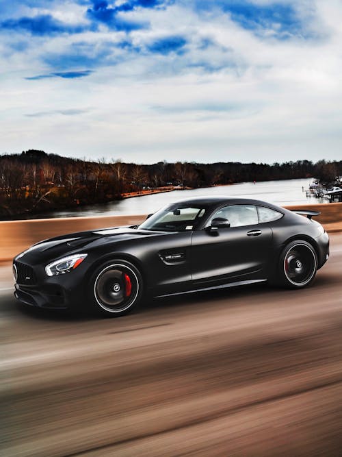 Free Black Mercedes AMG GT on Road Stock Photo