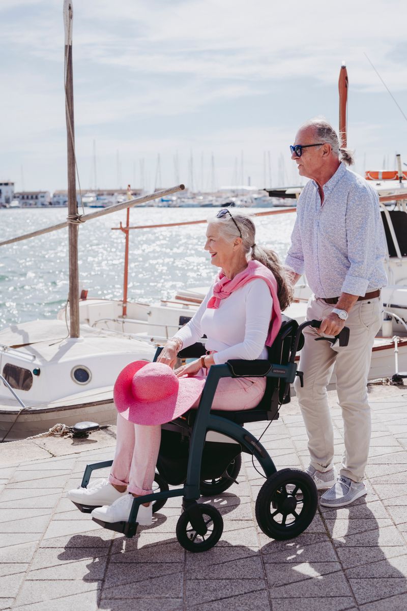 Accessible seafront promenade with a wheelchair in Lanzarote