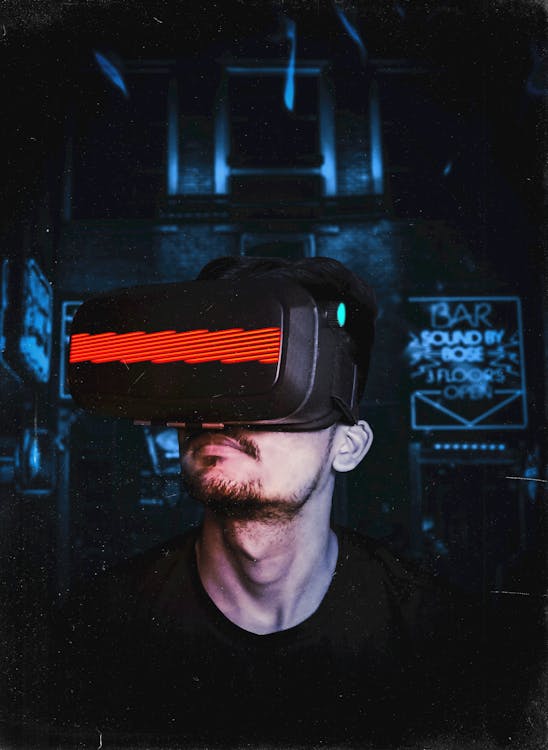 Man Wearing VR Goggles