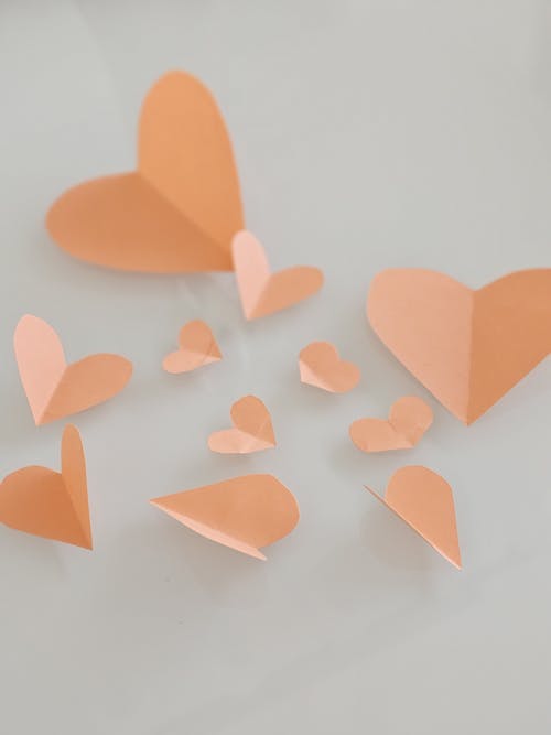 Close-up of Heart Shaped Paper Cutouts 