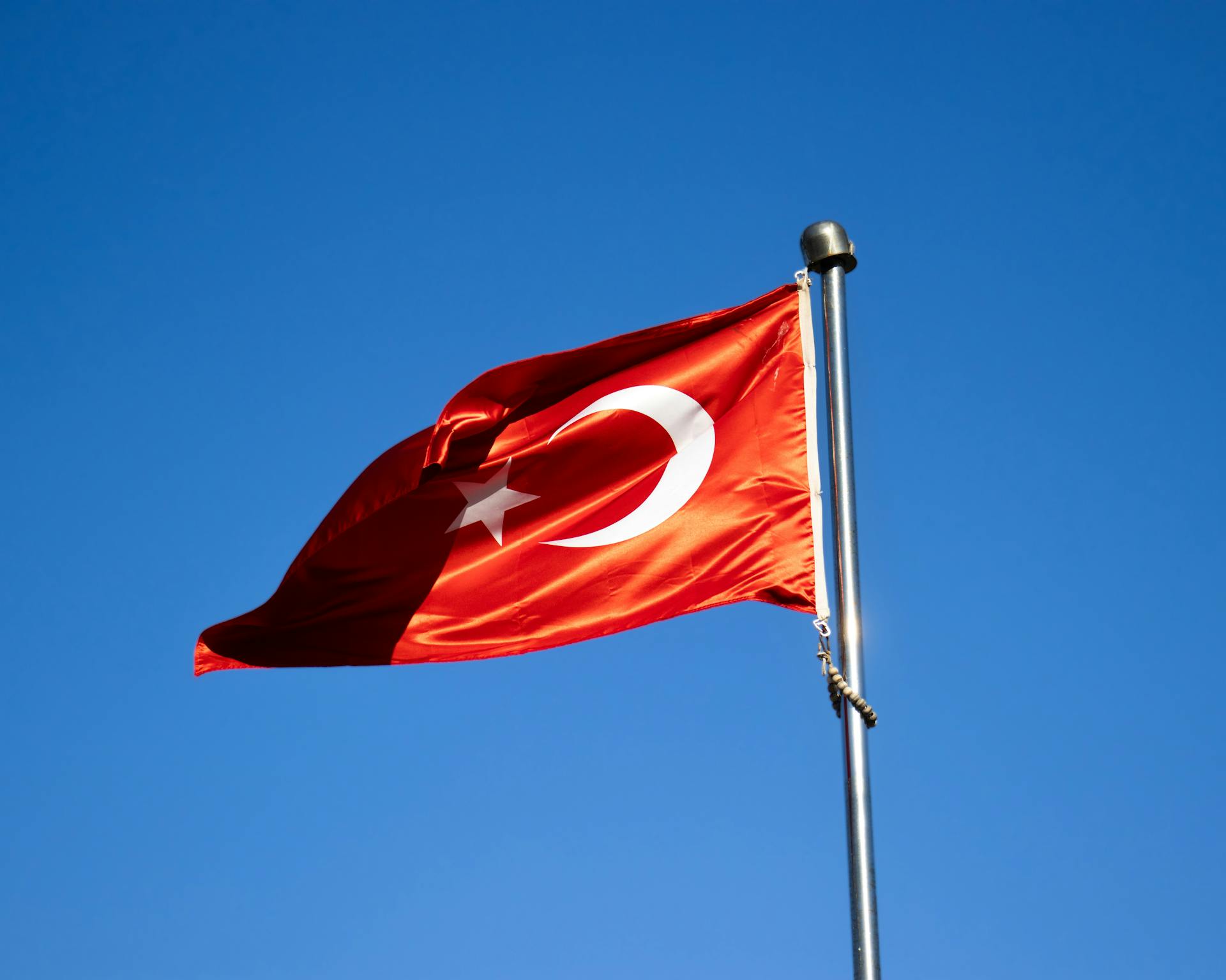 Turkish Flag Fluttering in the Wind