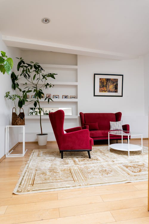 Foto d'estoc gratuïta de butaca vermella, contemporani, disseny d'interiors