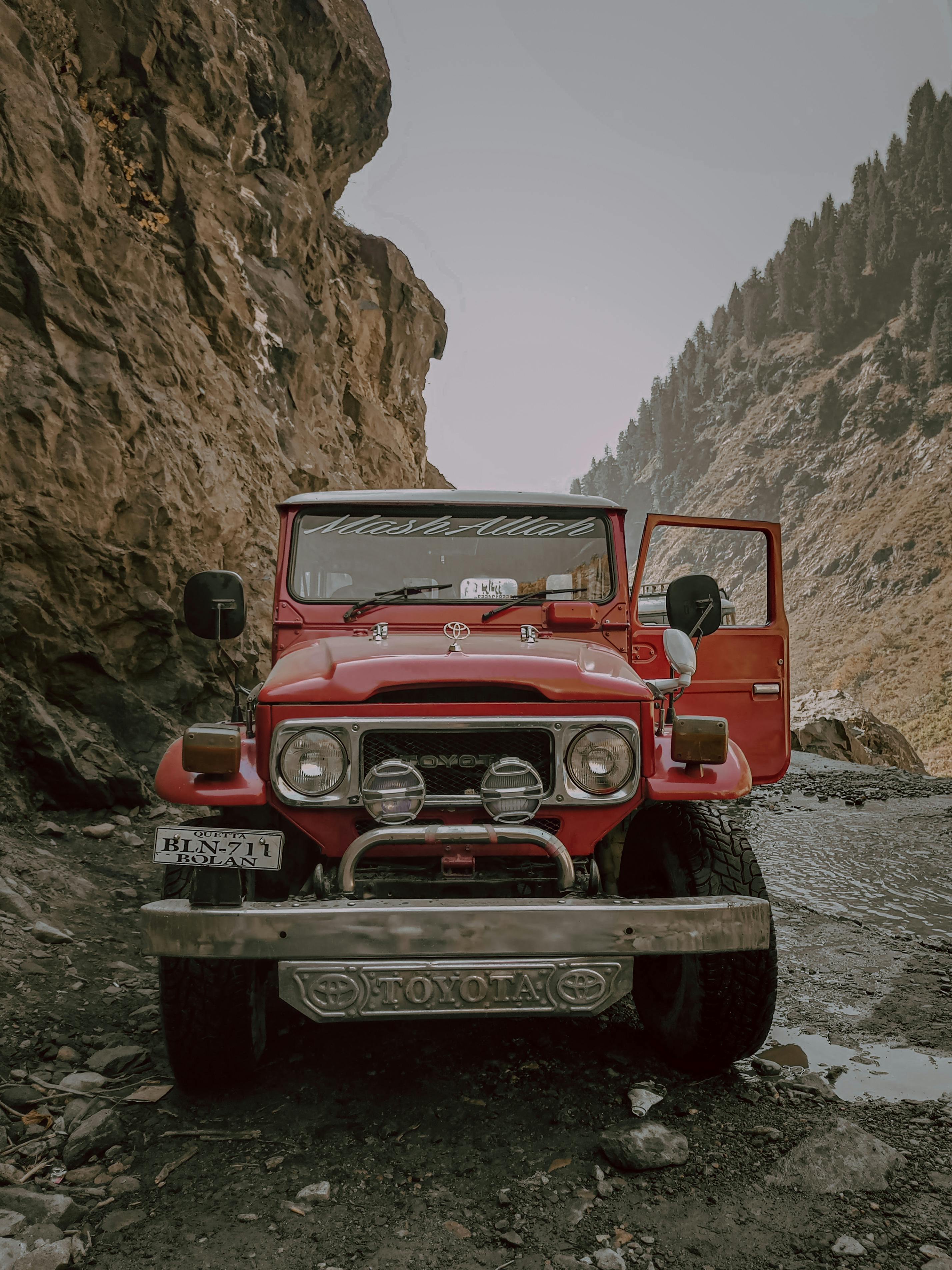 Black and White Photo of a Jeep