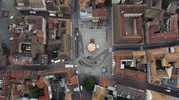 Stunning aerial view of Strasbourg city center showcasing architectural design.