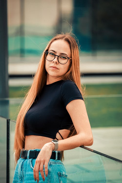 Portrait of Blonde Woman in Eyeglasses