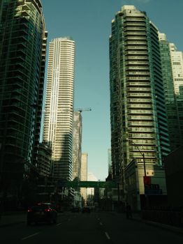 Captivating view of skyscrapers lining the streets of downtown Toronto.