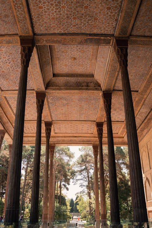 Colonnade of Chehel Sotoon Palace in Isfahan in Iran