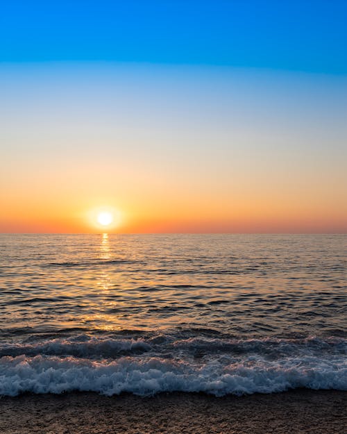 View of Sunset over a Sea 
