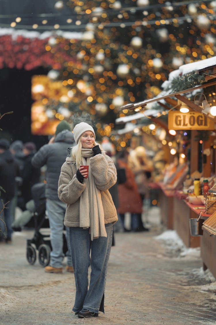 Woman At Christmas Market