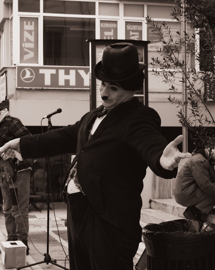 Portrait Of Man In Charlie Chaplin Costume