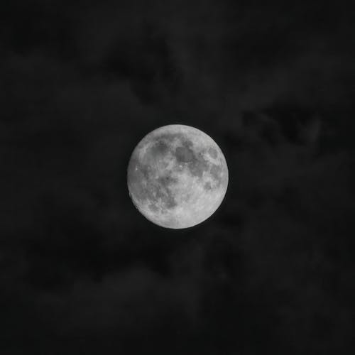 Free Full Moon on Cloudy Night Sky Stock Photo