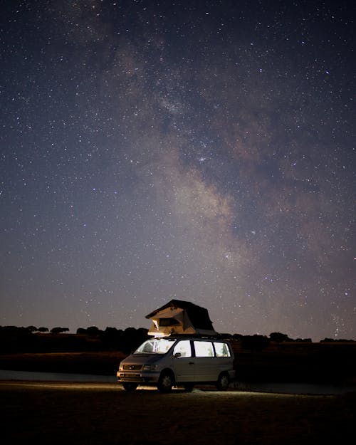 Van with Tent at Night