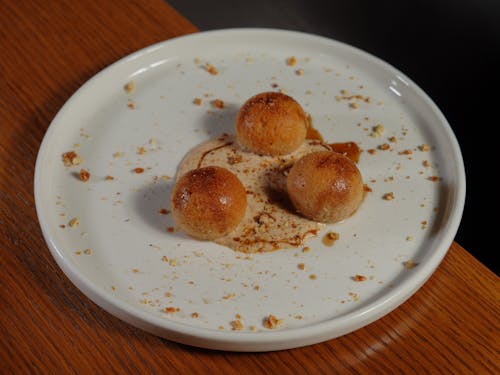 Close-up of Dessert on a White Plate 