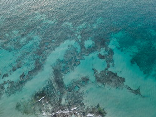 Drone Shot Turquoise Water near the Coast 