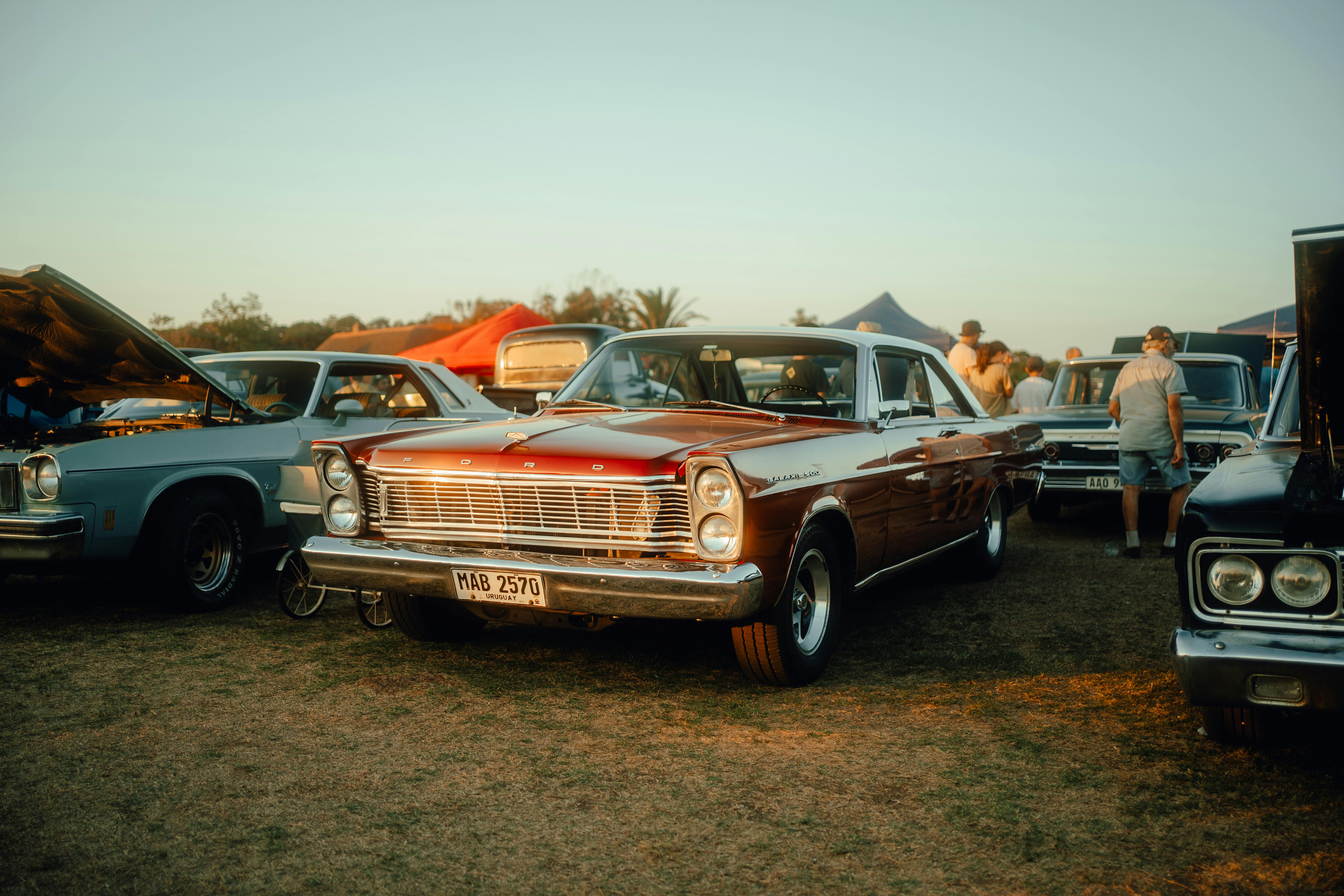 view of vintage cars at a car show