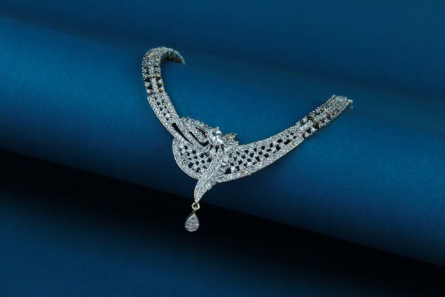 Close-up of a luxury diamond necklace
