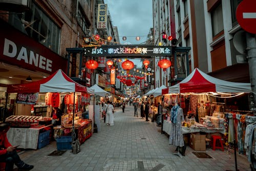 Bazaar in Alley in City