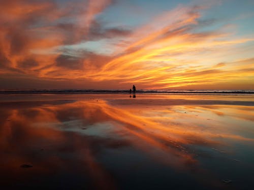 คลังภาพถ่ายฟรี ของ ชายหาด, ซิลูเอตต์, ตะวันลับฟ้า