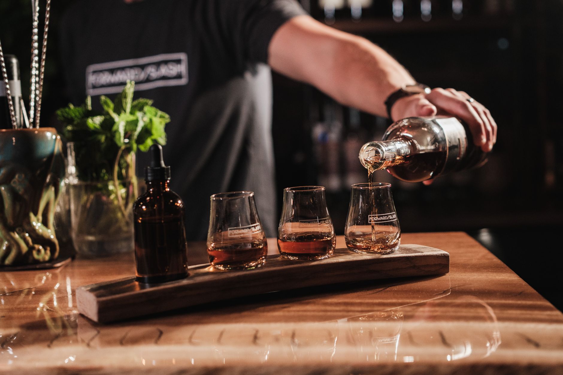 Classic whiskey cocktail served at a cozy Nashville whiskey bar