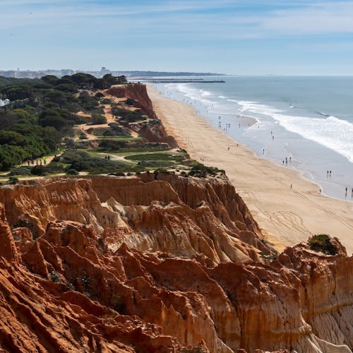 Rocks on Sea Coast in Faro in Portugal