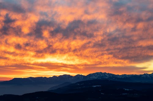 gün batımı, günbatımının, kar içeren Ücretsiz stok fotoğraf