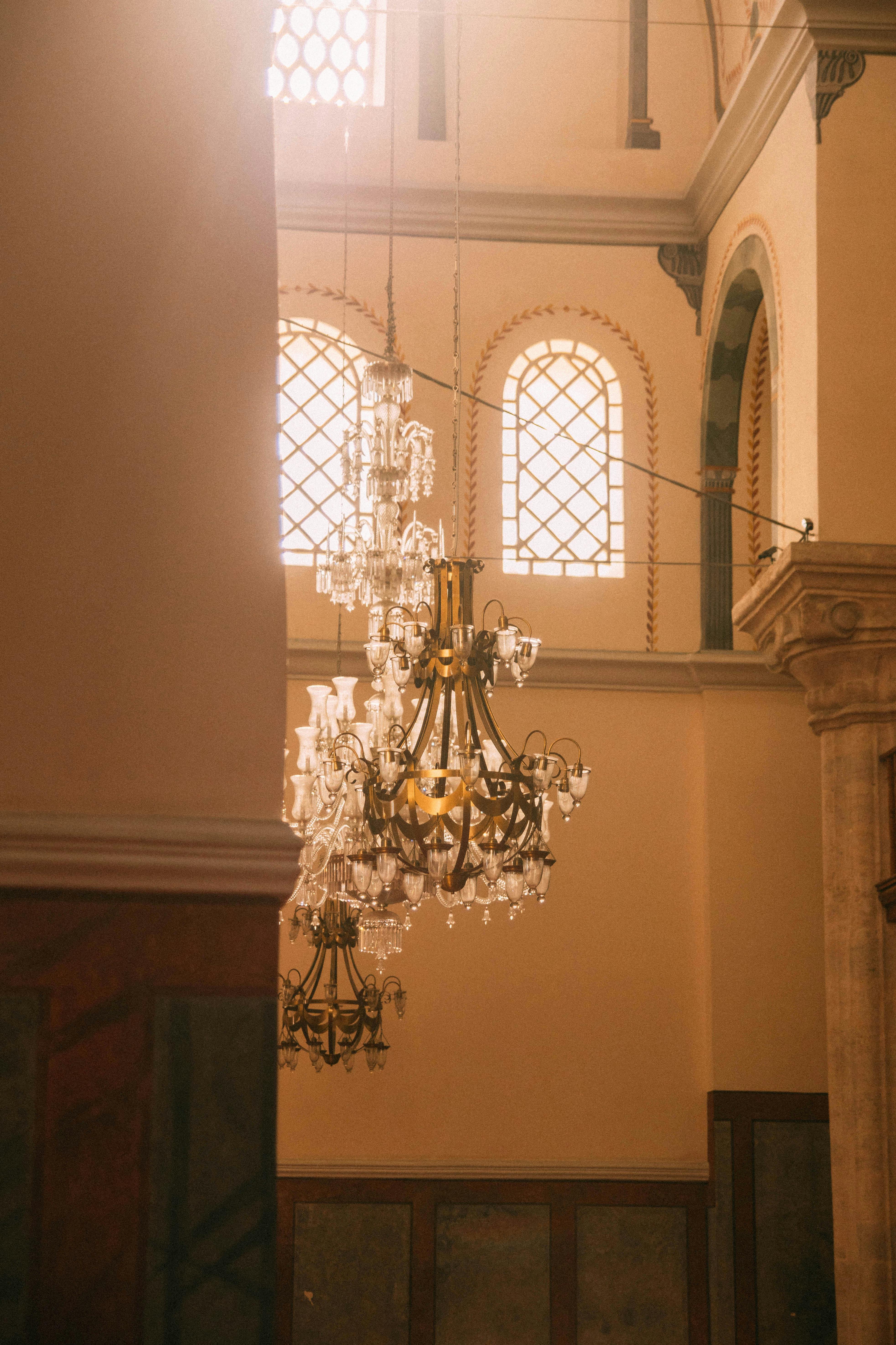 elegant chandelier in historic interior setting