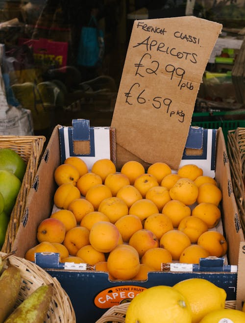 Kostnadsfri bild av aprikoser, försäljning, frukt