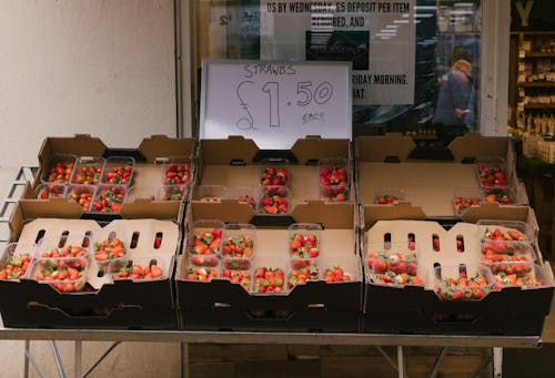 商店, 市場攤位, 草莓 的 免費圖庫相片