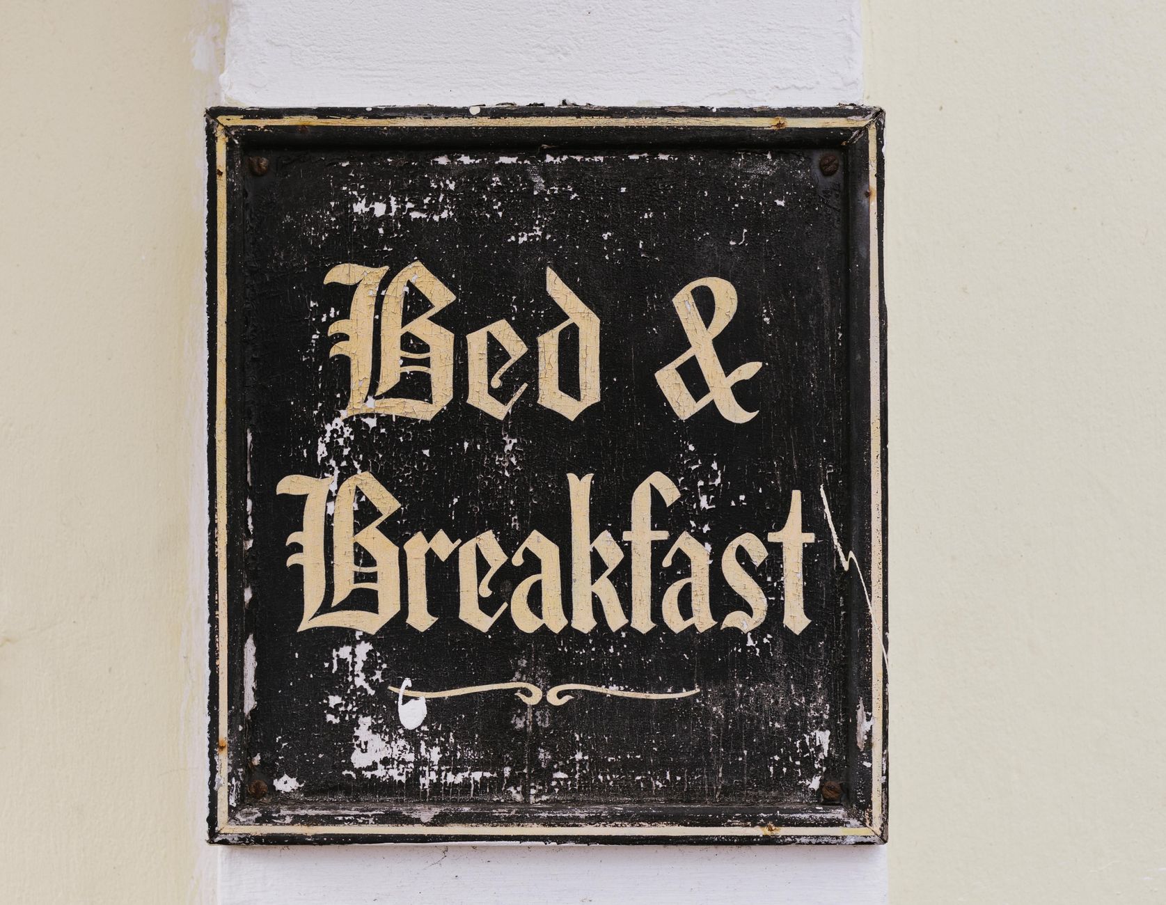 Bed and breakfast sign for guesthouse stays