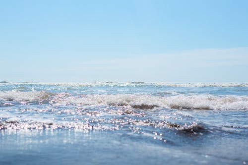 Waves on Sea Shore under Clear Sky