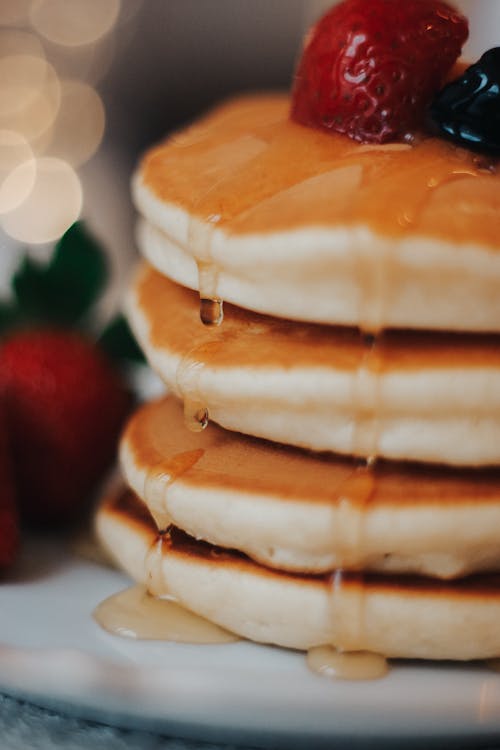 Free Pancakes with Honey Stock Photo