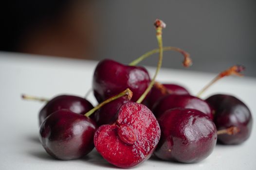 Fresh Cherries on a Plate