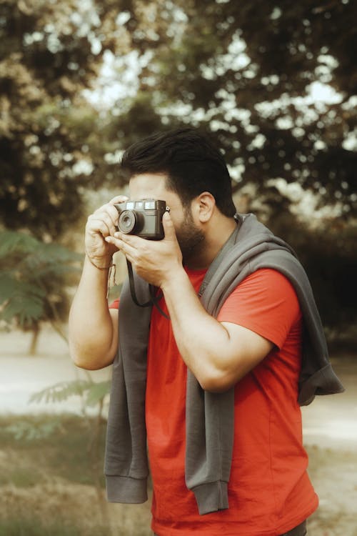 Photographer Man in Red T-shirt 