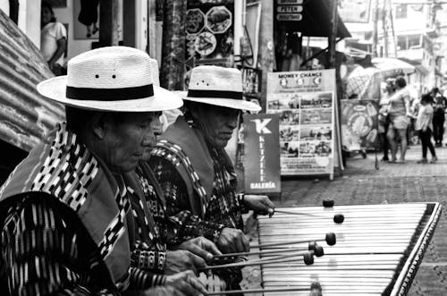 Elderly Street Musicians in Black and White