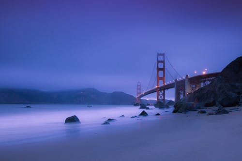 Ücretsiz Geceleri Golden Gate Köprüsü Stok Fotoğraflar