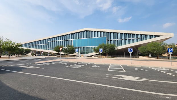 Discover the striking design of the Qatar National Library, a modern architectural marvel in Doha.