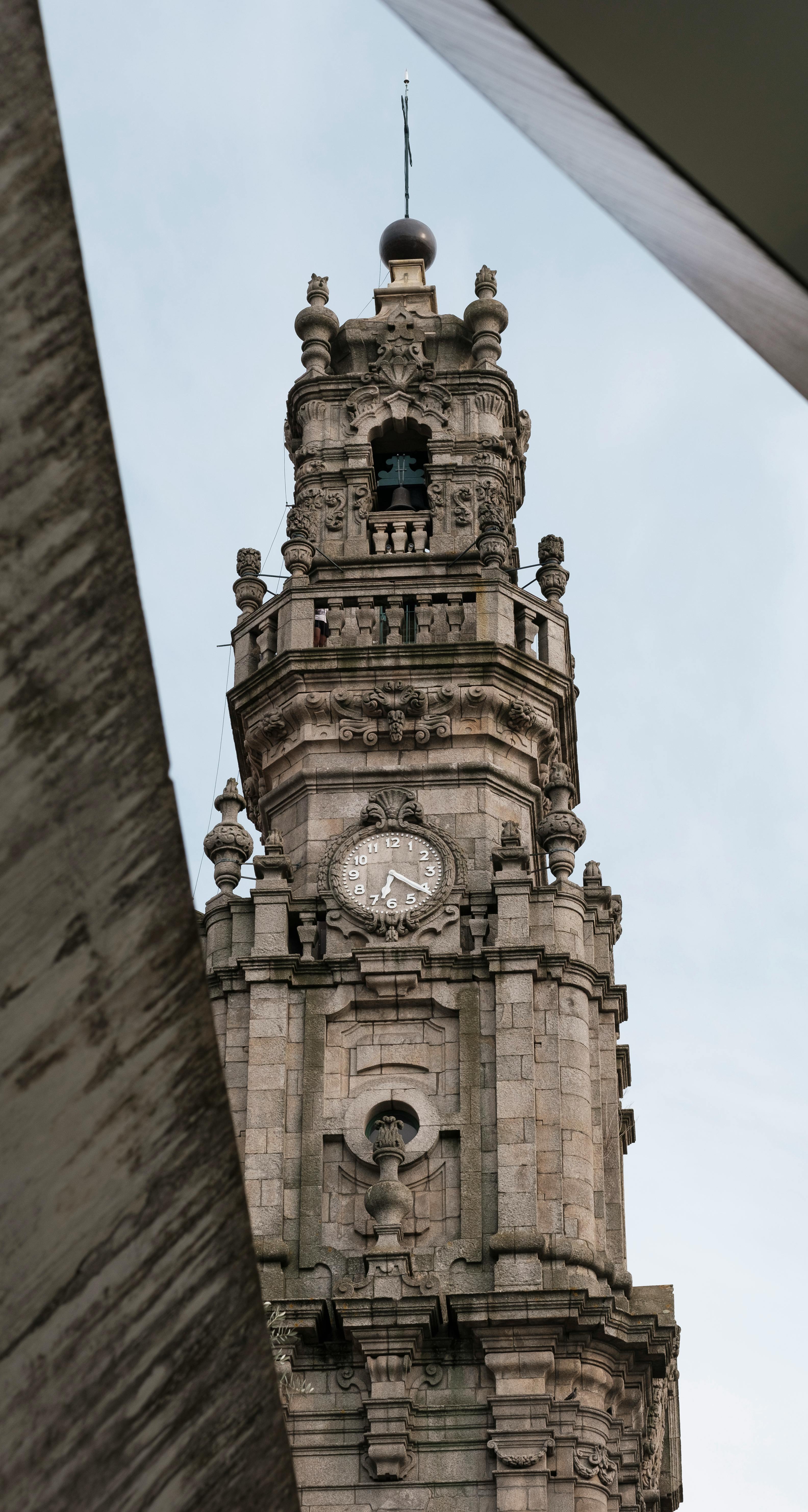 clock tower of church in porto