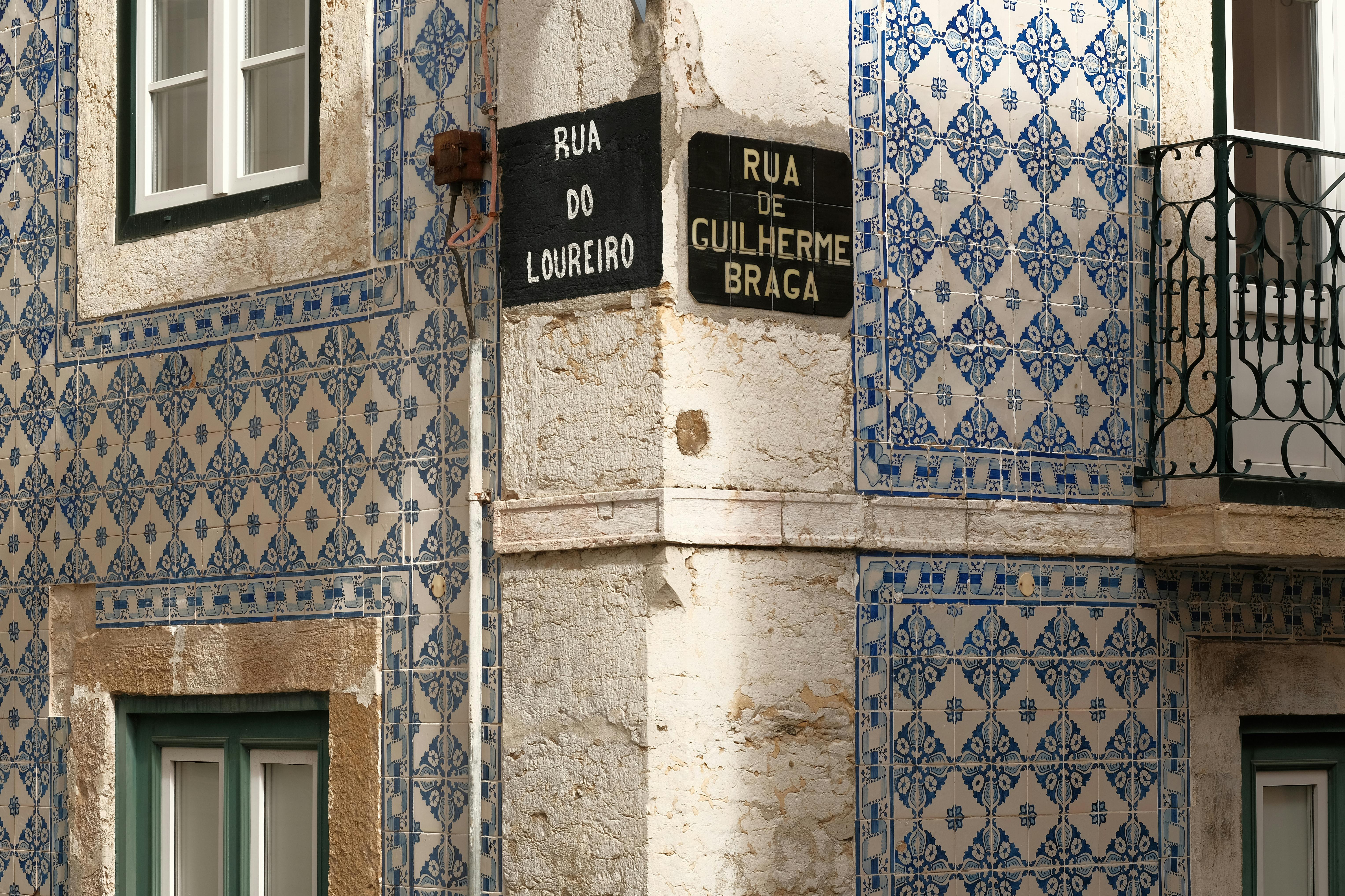 ornate tiles on house in lisbon