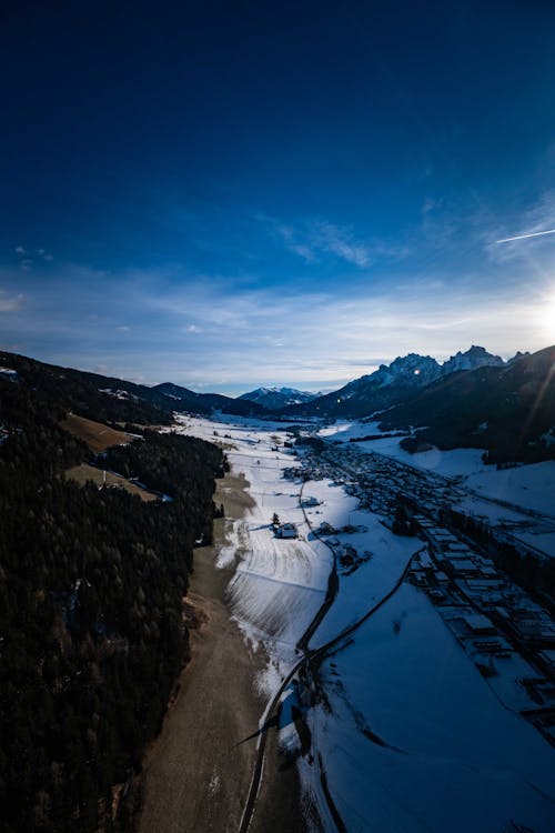 Clear Sky over Valley in Snow