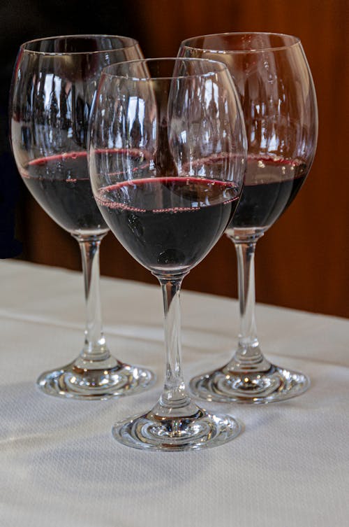 Close-up of Glasses of Red Wine 